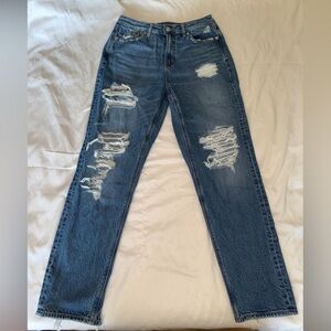 American Eagle Outfitters Women’s Ripped Blue Mom Jeans